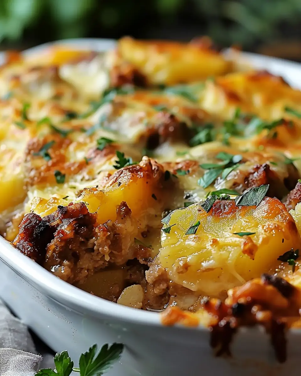 Tasty Loaded Potato Meatloaf Casserole with Turkey Bacon Delight
