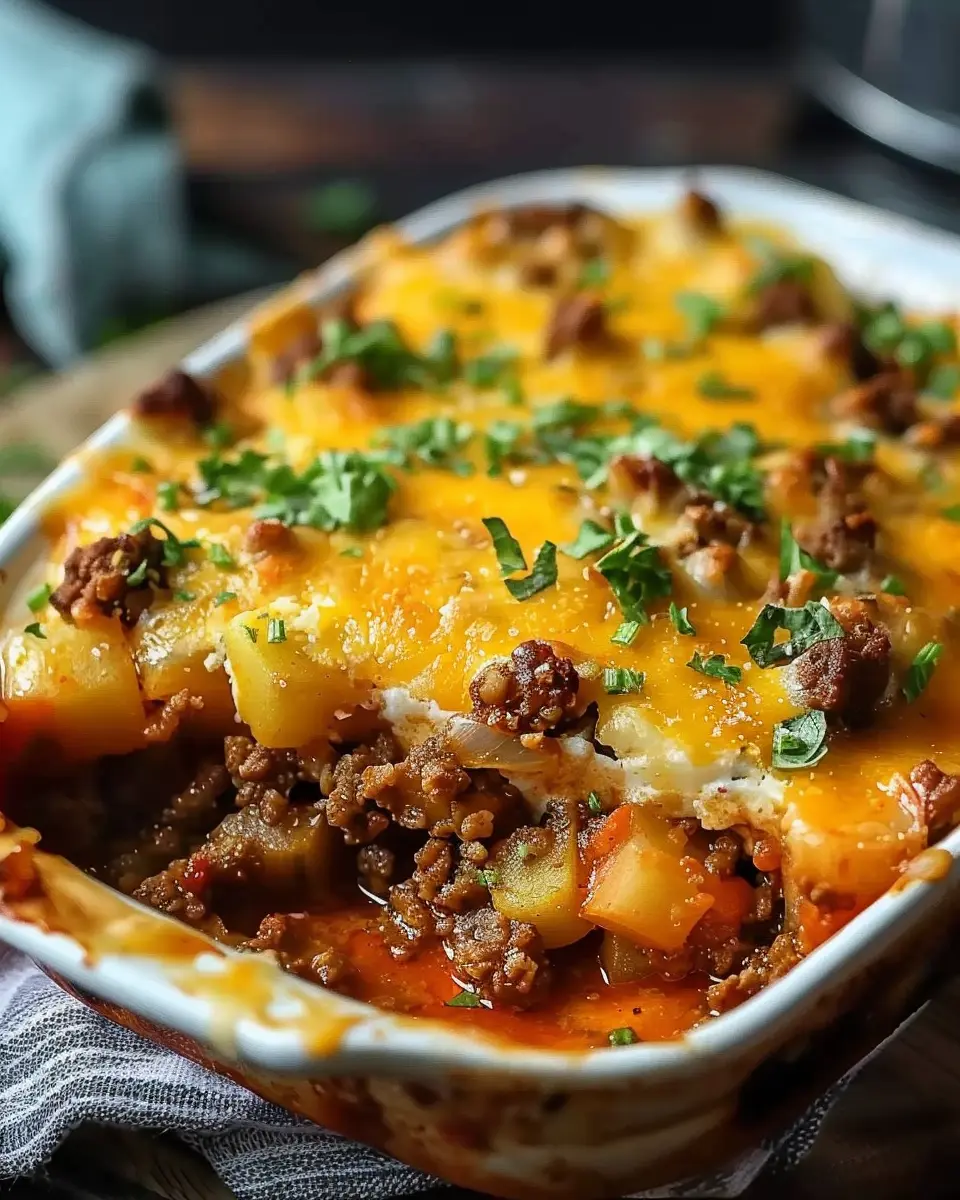 Hobo Casserole: Easy Ground Beef Recipe with Turkey Bacon and Chicken Ham