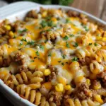 Loaded Cheddar Ranch Beef and Sweet Corn Rotini Bake