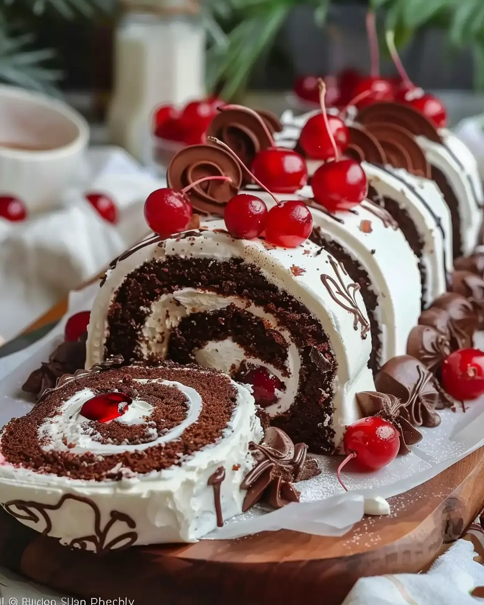 Elegant Black Forest Cake Roll: Indulge in a Decadent Treat