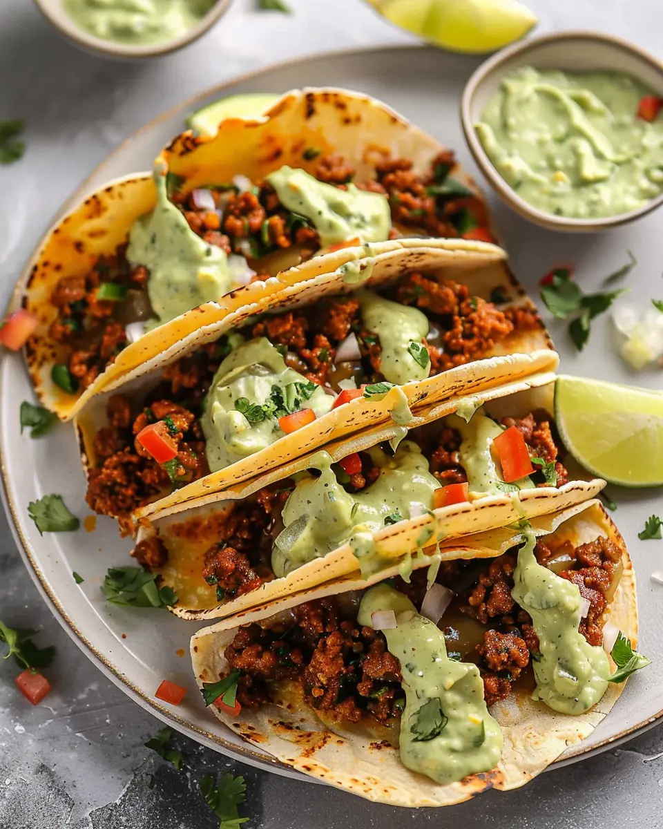 Baked Ground Turkey Tacos with Avocado Sauce: Easy &amp; Delicious