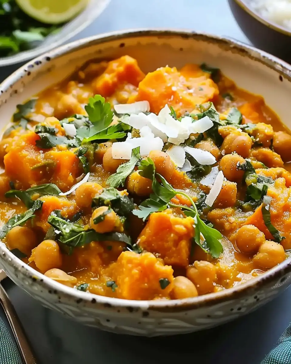 Slow cooker sweet potato bliss: Chickpea coconut one pot delight
