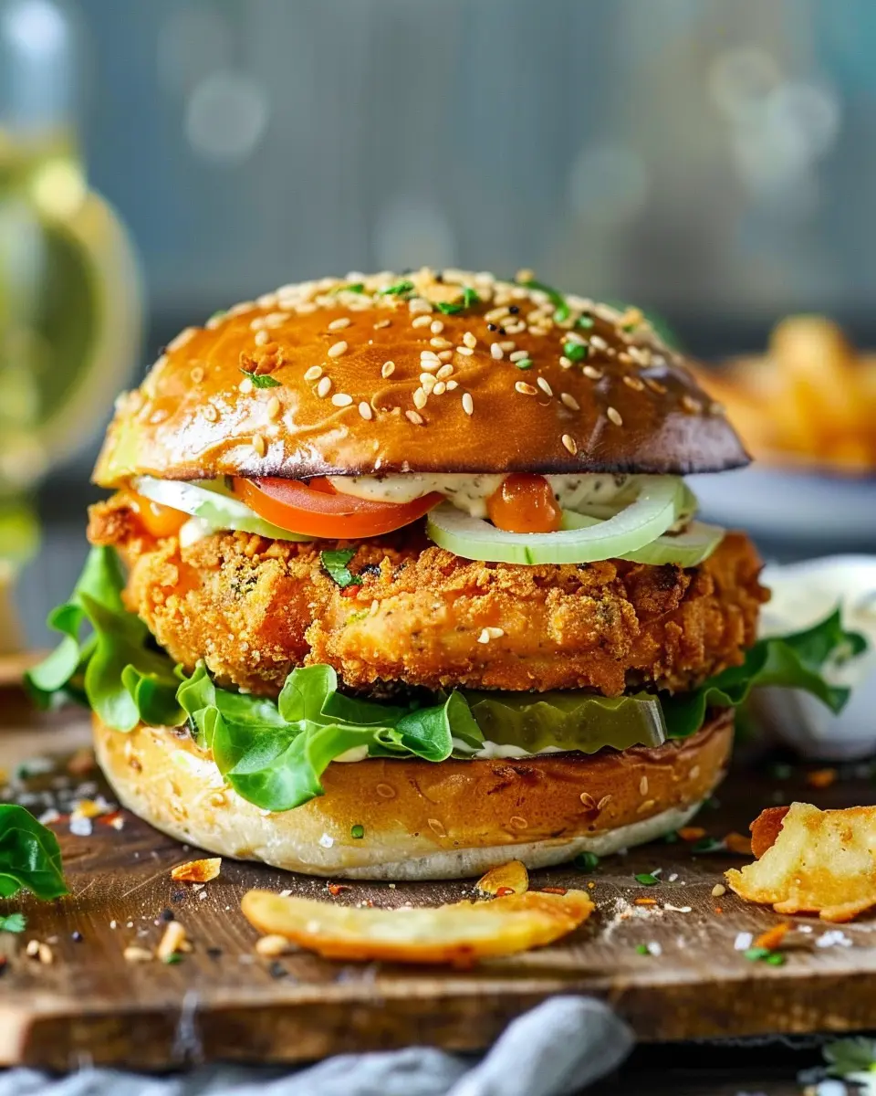 Air Fryer Beyond Chicken-Style Caesar Burger: A Juicy Twist