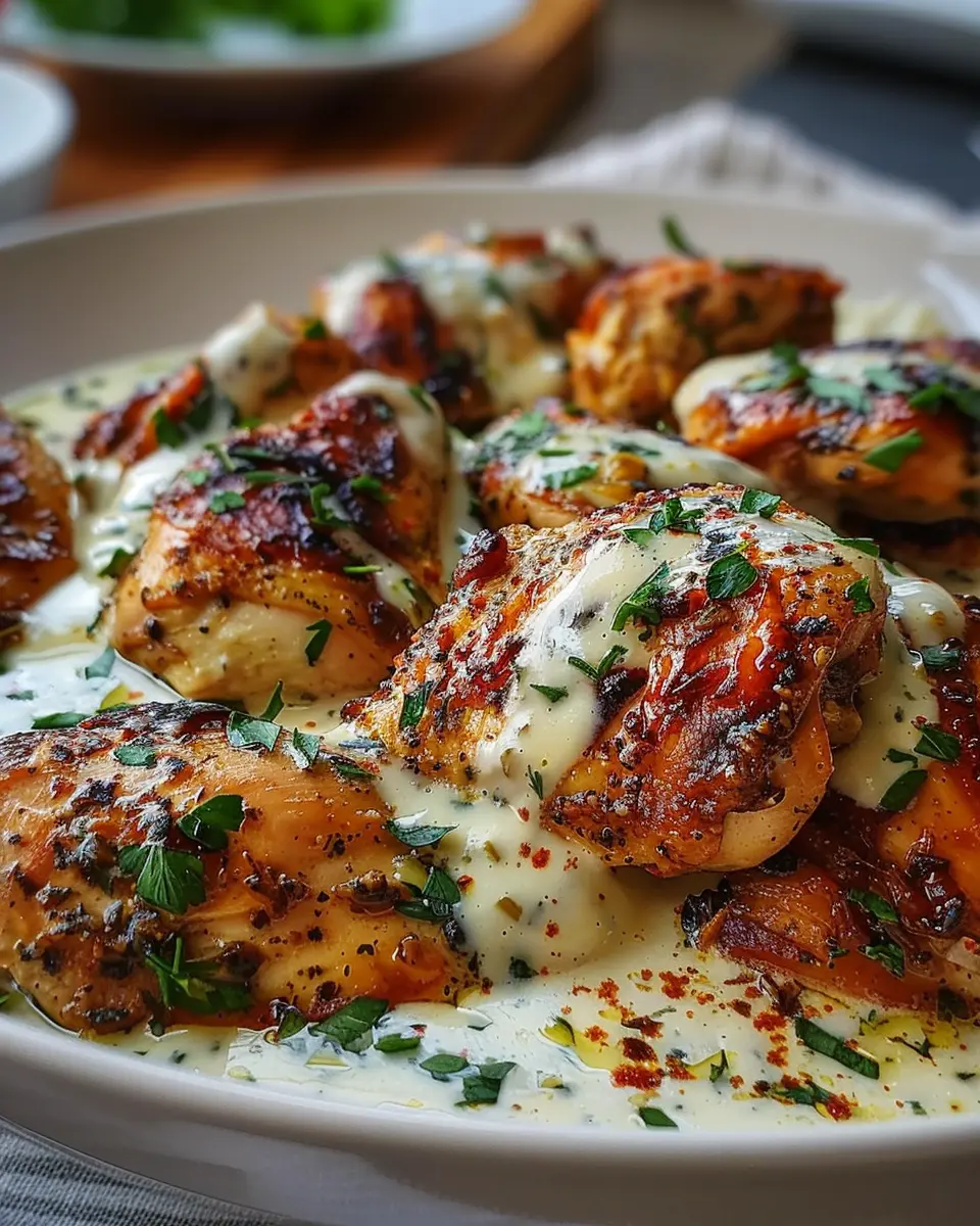 Turkish Chicken with Creamy White Sauce: A Juicy Delight