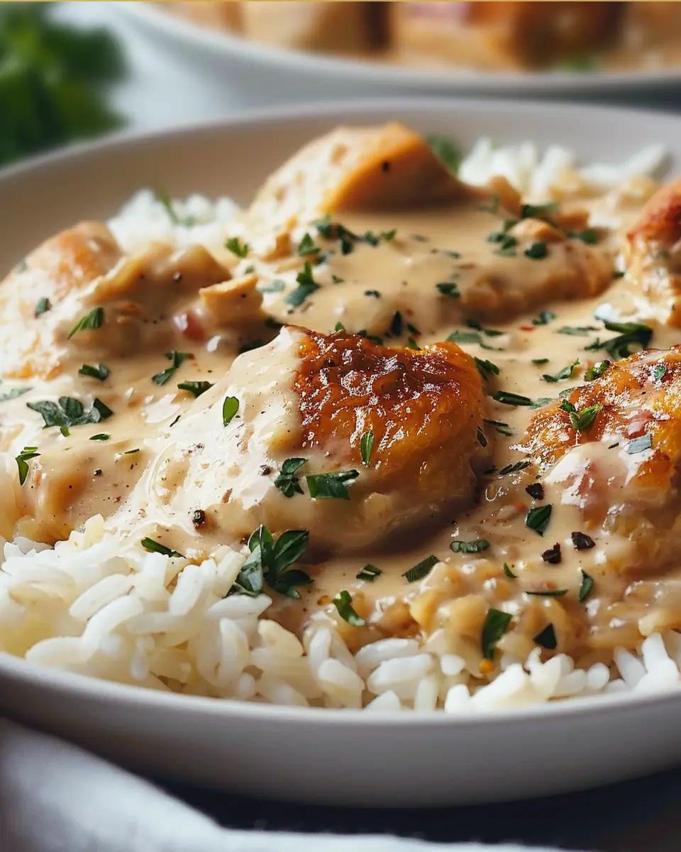 Quick and Easy Creamy Smothered Chicken and Rice Delightfully Indulgent