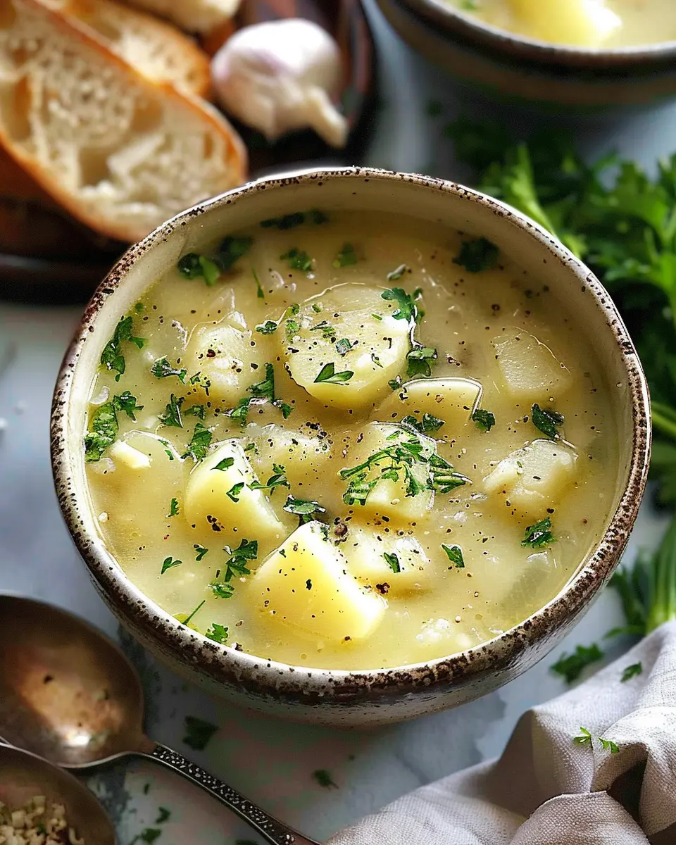 Best Hangover Cure: Comforting Garlic Potato Soup with Turkey Bacon