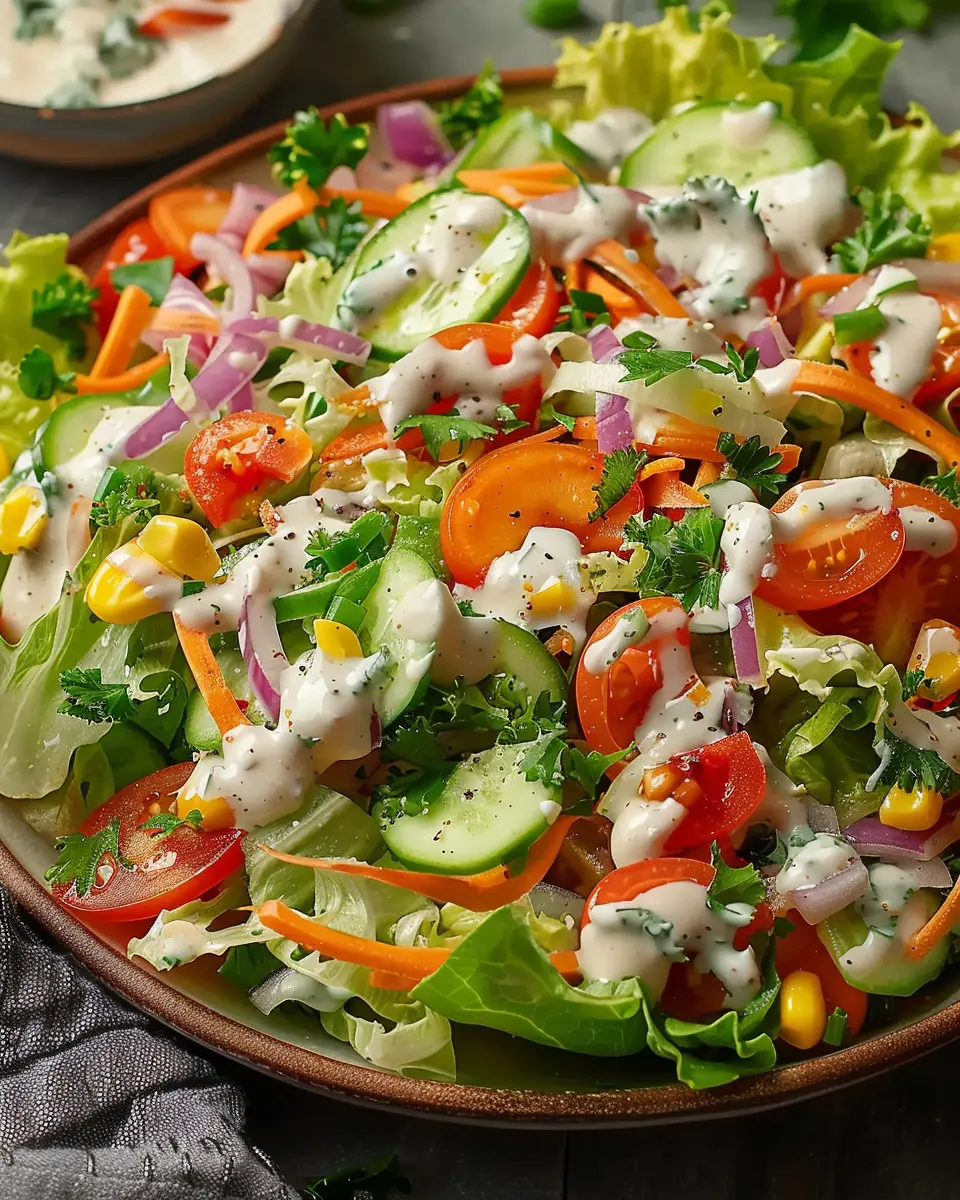Zesty Divorce Salad: Refreshing Crunchy Veggies &amp; Creamy Turkey Bacon Dressing