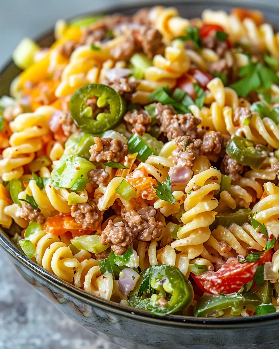 Big Mac Pasta Salad: Indulgent Twist with Turkey Bacon &amp; Chicken Ham